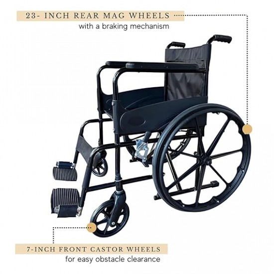 EASY FOLDING WHEELCHAIR IN EPOXY FINISH WITH MAG WHEEL 