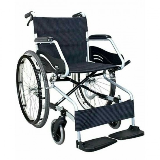 Light Weight Wheelchair Fixed Armrests Flip Up Footrest And 100 Kg Capacity